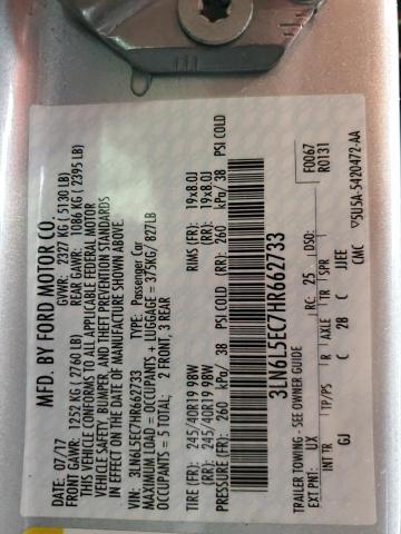 3LN6L5EC7HR662733 - 2017 LINCOLN MKZ RESERVE ვერცხლისფერი ფოტო 12