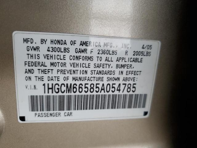 1HGCM66585A054785 - 2005 HONDA ACCORD EX TAN photo 12