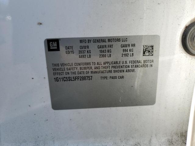 1G11C5SL5FF288757 - 2015 CHEVROLET MALIBU 1LT 白色 照片 12