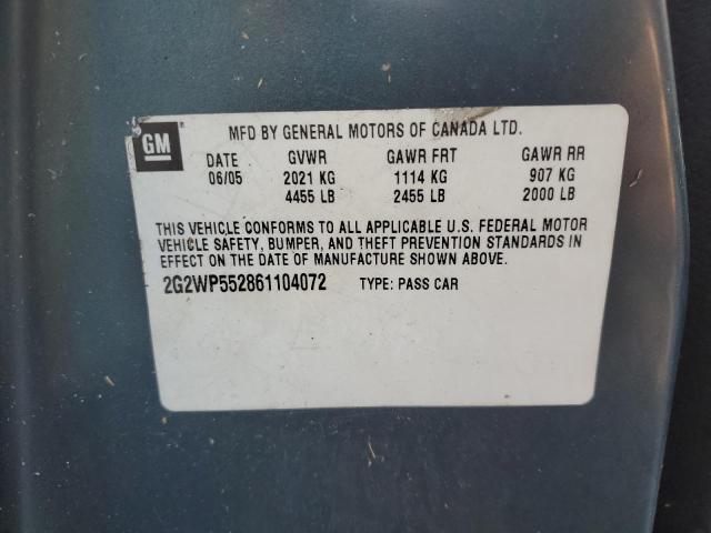 2G2WP552861104072 - 2006 PONTIAC GRAND PRIX 蓝色 照片 12