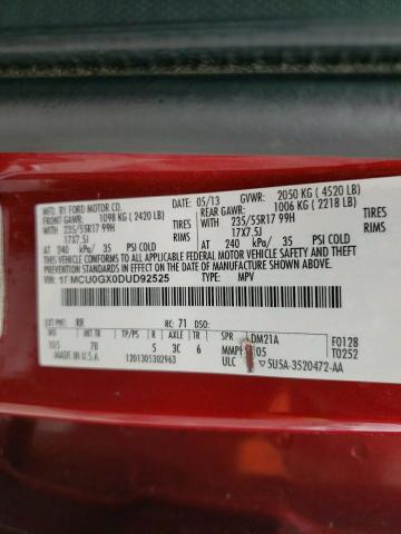 1FMCU0GX0DUD92525 - 2013 FORD ESCAPE SE RED photo 13