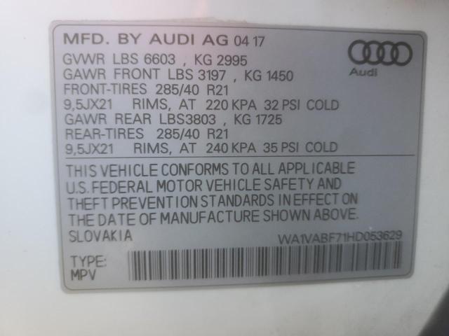 WA1VABF71HD053629 - 2017 AUDI Q7 PRESTIGE WHITE photo 13