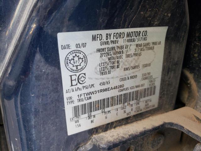 1FTWW31R98EA48280 - 2008 FORD F350 SRW SUPER DUTY BLUE photo 12