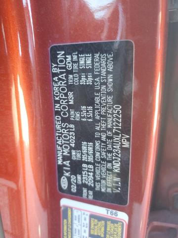 KNDJ23AUXL7122250 - 2020 KIA SOUL LX RED photo 14