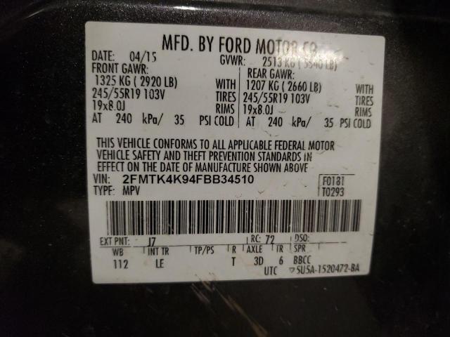 2FMTK4K94FBB34510 - 2015 FORD EDGE TITANIUM CHARCOAL photo 13