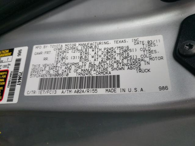 5TFUX4EN7BX006610 - 2011 TOYOTA TACOMA ACCESS CAB Күміс фото 13