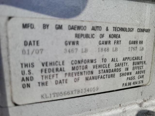 KL1TD566X7B134059 - 2007 CHEVROLET AVEO BASE WHITE photo 12