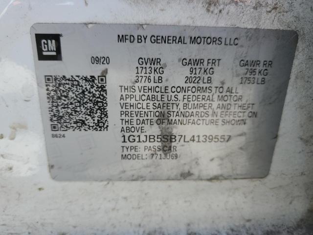 1G1JB5SB7L4139557 - 2020 CHEVROLET SONIC LS WHITE photo 13