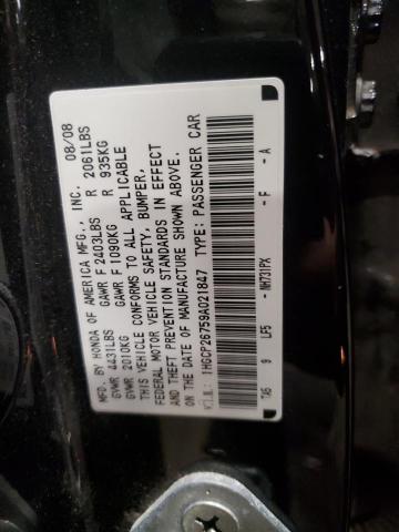 1HGCP26759A021847 - 2009 HONDA ACCORD EX BLACK photo 12