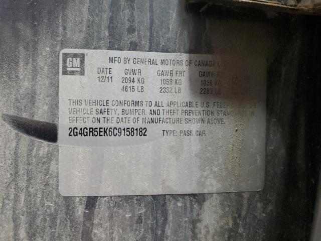 2G4GR5EK6C9158182 - 2012 BUICK REGAL 灰色 照片 12