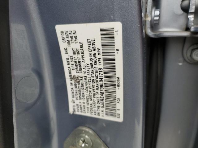 5J6RE48708L041718 - 2008 HONDA CR-V EXL BLUE photo 12