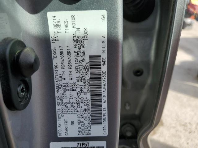 5TFJU4GN4EX062632 - 2014 TOYOTA TACOMA DOUBLE CAB PRERUNNER GRAY photo 12