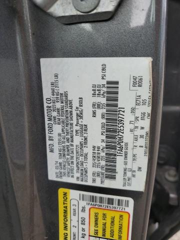 1FA6P0H72E5397721 - 2014 FORD FUSION SE GRAY photo 12