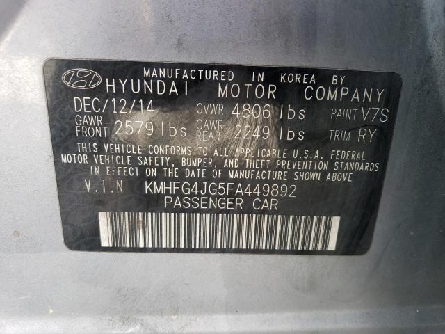 KMHFG4JG5FA449892 - 2015 HYUNDAI AZERA GRAY photo 12