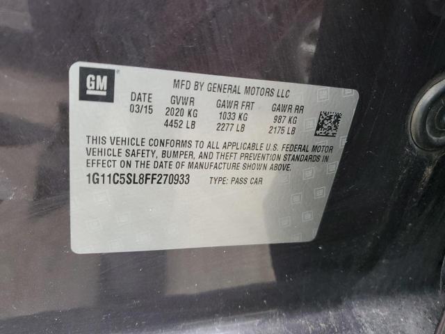 1G11C5SL8FF270933 - 2015 CHEVROLET MALIBU 1LT PURPLE photo 12