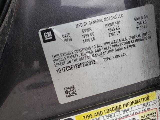 1G1ZC5E12BF202912 - 2011 CHEVROLET MALIBU 1LT 黑色 照片 12