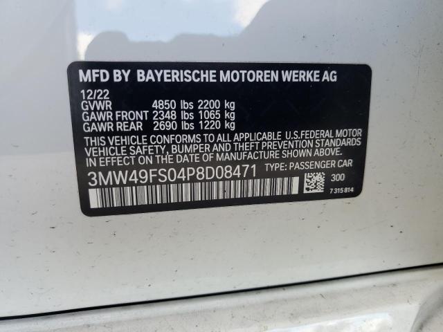 3MW49FS04P8D08471 - 2023 BMW M340I WHITE photo 12
