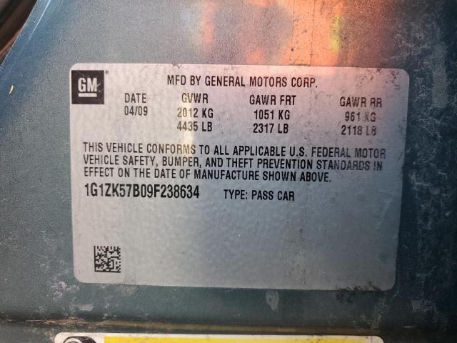 1G1ZK57B09F238634 - 2009 CHEVROLET MALIBU LTZ ლურჯი ფოტო 12