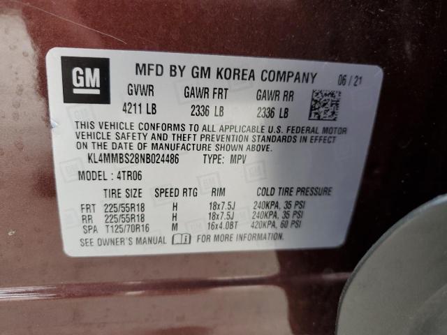 KL4MMBS28NB024486 - 2022 BUICK ENCORE GX PREFERRED BURGUNDY photo 13