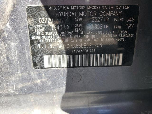 3KPC24A66LE121208 - 2020 HYUNDAI ACCENT SE GRAY photo 13