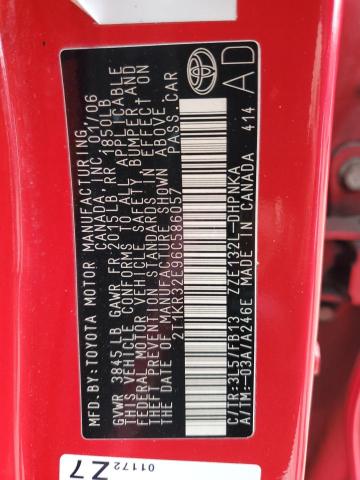2T1KR32E96C586057 - 2006 TOYOTA COROLLA MA XR RED photo 13