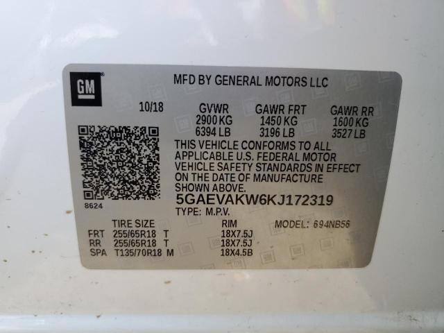 5GAEVAKW6KJ172319 - 2019 BUICK ENCLAVE ESSENCE 红色 照片 12