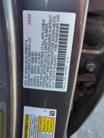 1HGCV1F15NA040470 - 2022 HONDA ACCORD LX GRAY photo 13