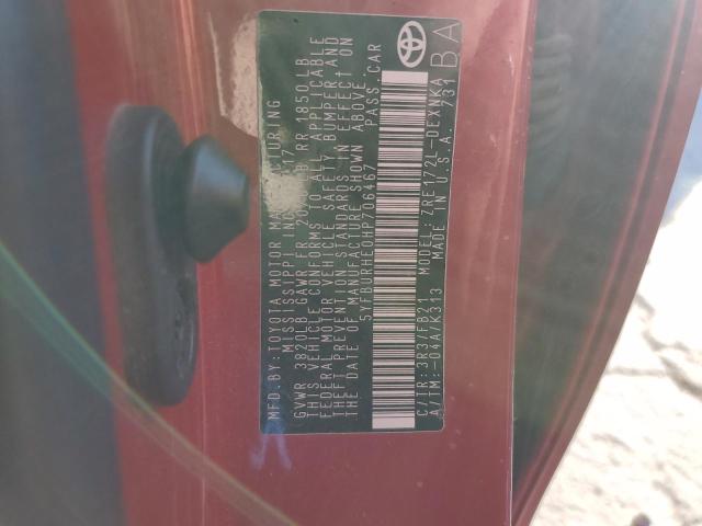 5YFBURHE0HP706467 - 2017 TOYOTA COROLLA L RED photo 12