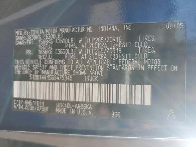 5TBBT44156S475345 - 2006 TOYOTA TUNDRA ACCESS CAB SR5 BLUE photo 12