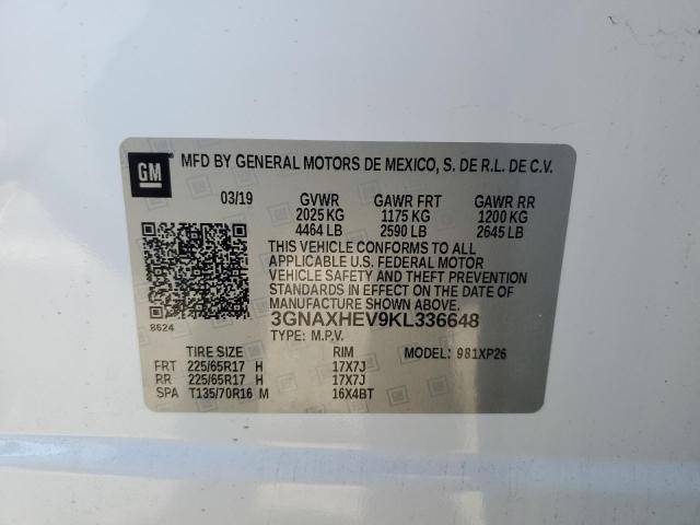 3GNAXHEV9KL336648 - 2019 CHEVROLET EQUINOX LS WHITE photo 12