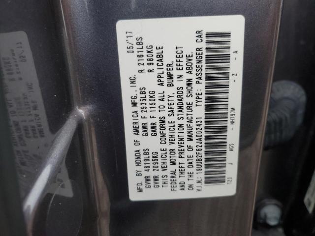 19UUB2F62JA002431 - 2018 ACURA TLX TECH+A Серый фото 12