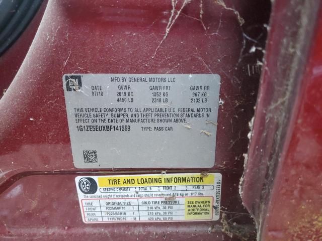 1G1ZE5EUXBF141569 - 2011 CHEVROLET MALIBU LTZ მუქწითელი ფოტო 12