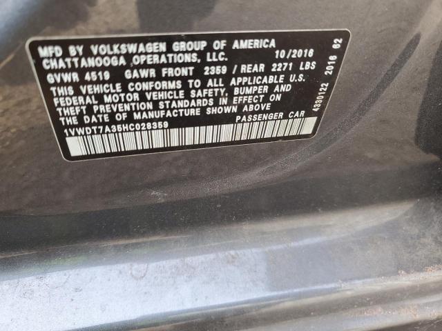 1VWDT7A35HC028359 - 2017 VOLKSWAGEN PASSAT R-LINE Boz foto 12