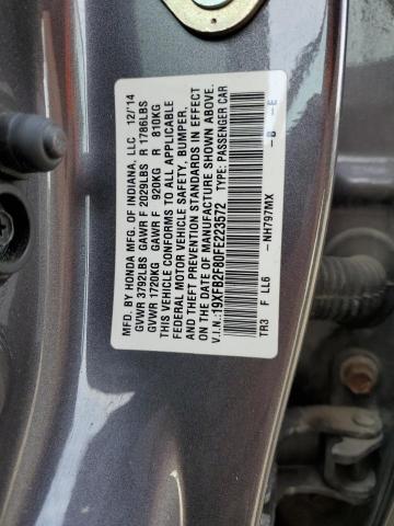 19XFB2F80FE223572 - 2015 HONDA CIVIC EX GRAY photo 12