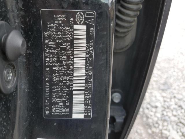 2T1BU4EE9BC626874 - 2011 TOYOTA COROLLA BASE 黑色 照片 12