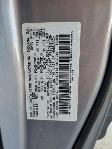 5TBRT34131S187633 - 2001 TOYOTA TUNDRA ACCESS CAB GRAY photo 12