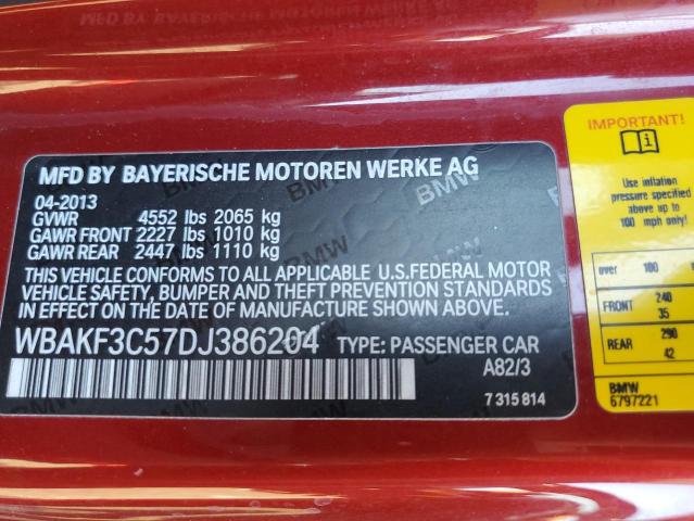 WBAKF3C57DJ386204 - 2013 BMW 328 XI RED photo 13