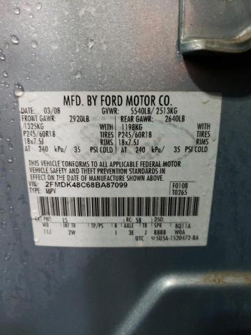 2FMDK48C68BA87099 - 2008 FORD EDGE SEL SILVER photo 13