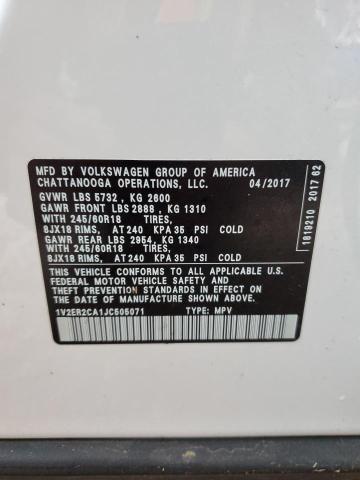 1V2ER2CA1JC505071 - 2018 VOLKSWAGEN ATLAS SEL WHITE photo 13