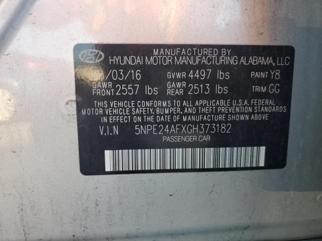 5NPE24AFXGH373182 - 2016 HYUNDAI SONATA SE SILVER photo 12