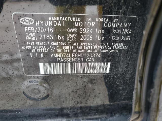 KMHD74LF8HU120374 - 2017 HYUNDAI ELANTRA SE BLACK photo 13