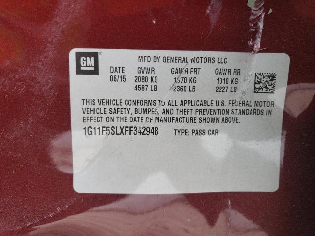 1G11F5SLXFF342948 - 2015 CHEVROLET MALIBU LTZ BURGUNDY photo 12