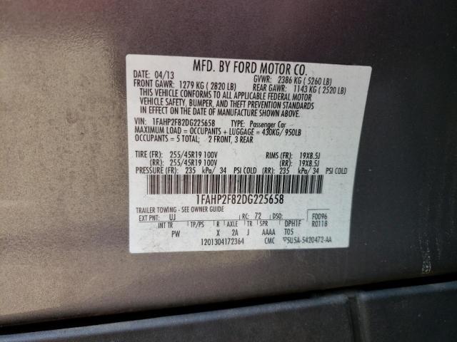 1FAHP2F82DG225658 - 2013 FORD TAURUS LIMITED GRAY photo 12