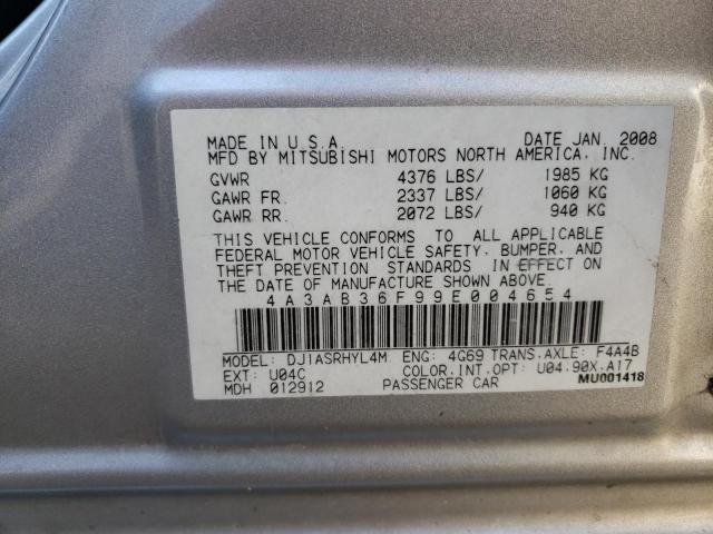 4A3AB36F99E004654 - 2009 MITSUBISHI GALANT ES SILVER photo 12