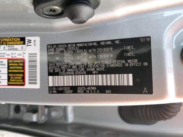 5TDGZRBH8LS000406 - 2020 TOYOTA HIGHLANDER XLE SILVER photo 13