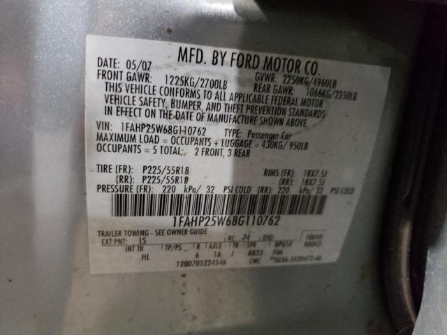 1FAHP25W68G110762 - 2008 FORD TAURUS LIMITED BLUE photo 12