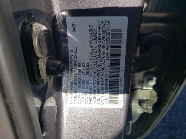 19XZE4F58ME010713 - 2021 HONDA INSIGHT EX GRAY photo 12