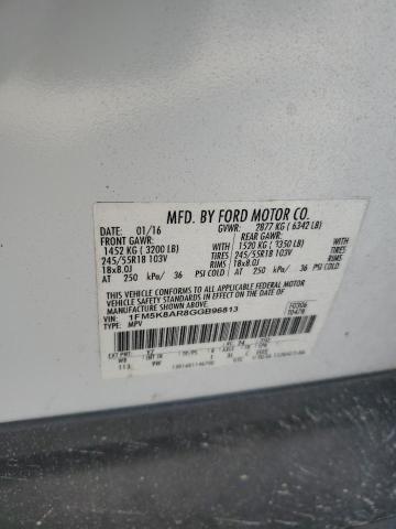 1FM5K8AR8GGB96813 - 2016 FORD EXPLORER POLICE INTERCEPTOR 白色 照片 14