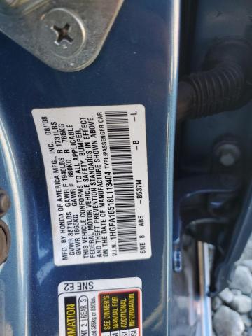 1HGFA16518L113404 - 2008 HONDA CIVIC LX Կապույտ լուսանկար 12