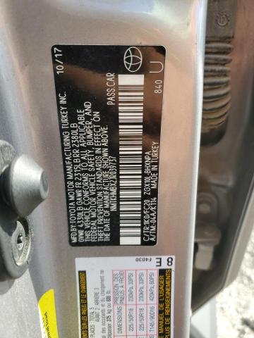 NMTKHMBX2JR039737 - 2018 TOYOTA C-HR XLE SILVER photo 12